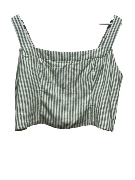 Abercrombie & Fitch Tops - Abercrombie & Fitch Womens Stripe Crop Top Tank Smocked Back Green White Size XL